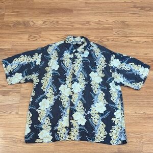 Tommy Bahama Shrit Button Down Hawaiian Print 100% Silk Size XLarge XL